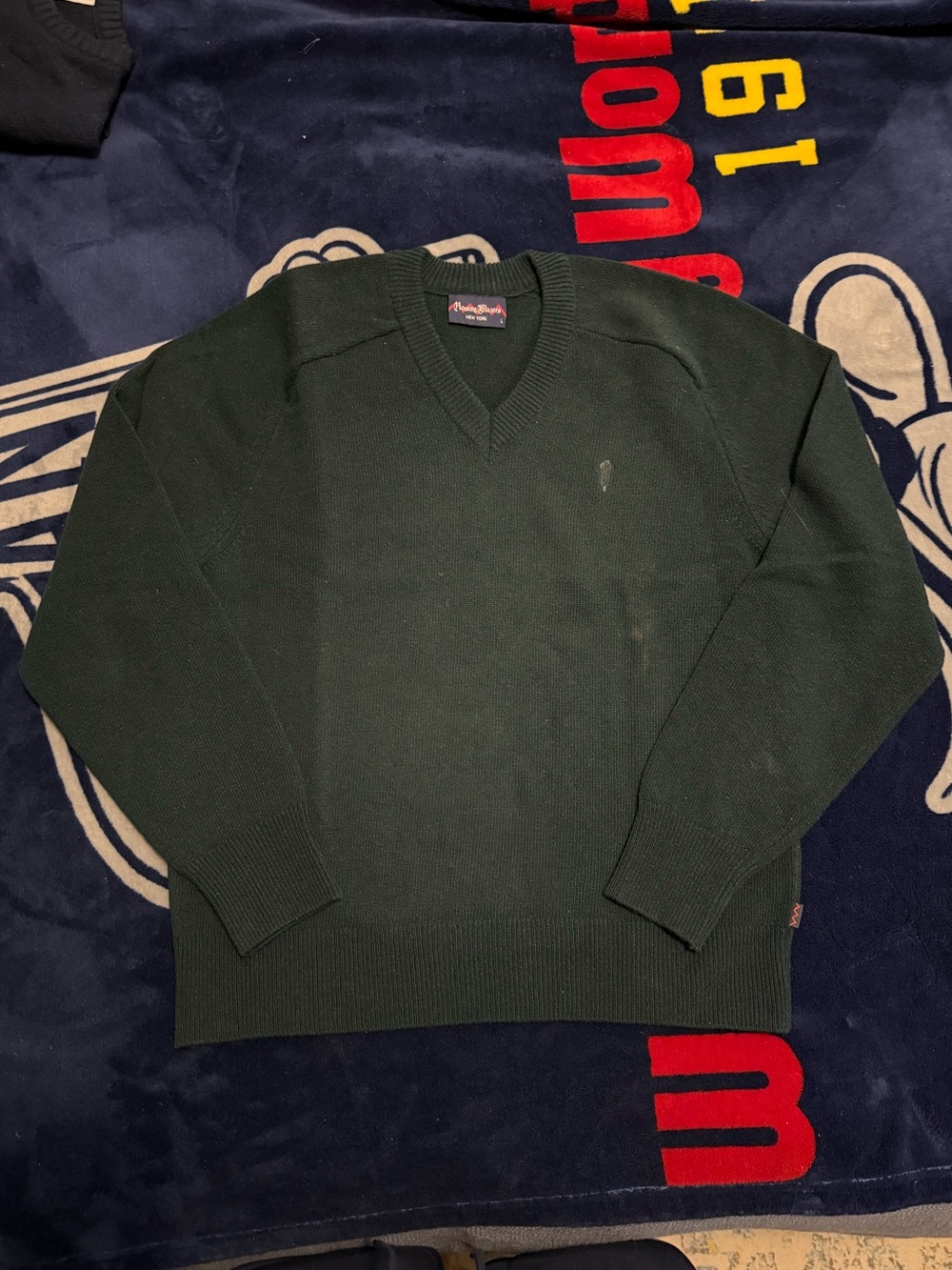 Rowing Blazers Men’s L Green 100% Wool V-Neck Sweater Preppy Made in Portugal